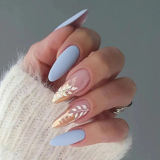 Winter Blue Almond Press On Nail Set